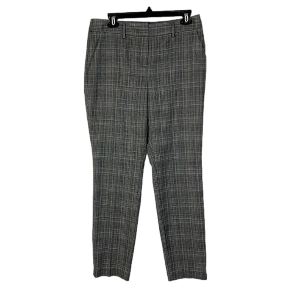 T Tahari Gray Plaid Straight Leg 30 inch Dress Pants Slacks - Size 10
